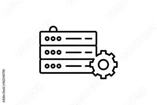 server rack with setting controls and technology hardware icon