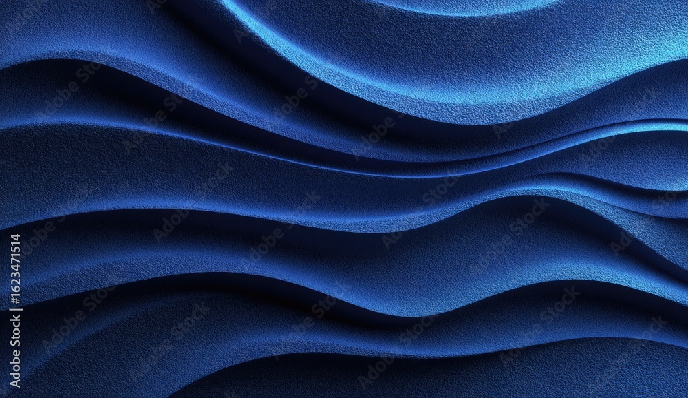 Obraz premium Deep blue, textured, wavy surface