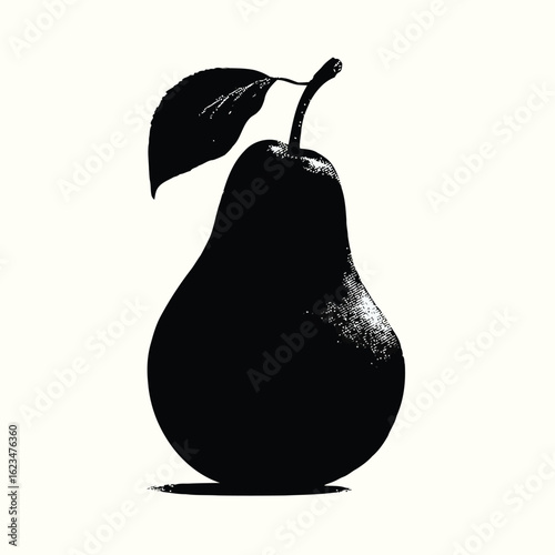 Vector illustration of a single pear with a leaf still attached showing its natural beauty and freshness