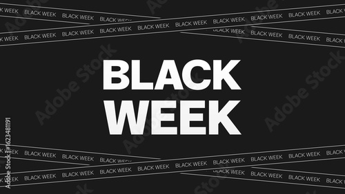 Black Week Banner – White Outline Stripes on Dark Background