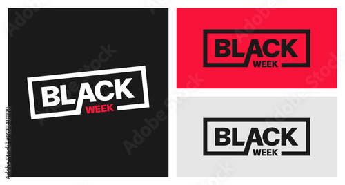 Black Week Logo Set – Red, Black and Grey Versions