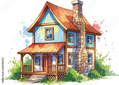 watercolor illustration of house