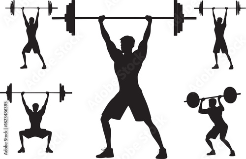 Weight Lifting Silhouette Icons | Gym, Fitness, Workout Vector Bundle