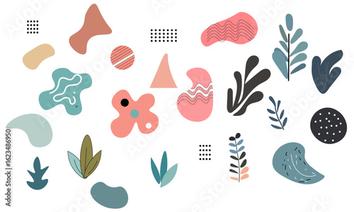 Colorful shape aesthetic hand drawn abstract elements,Boho Modern Abstract Shape Clip Art Graphic