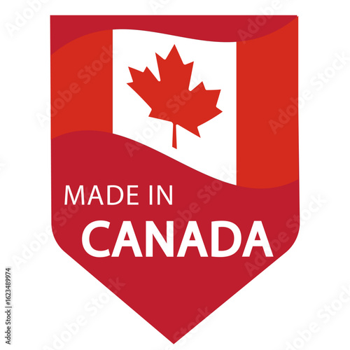 made in Canada emblem, Canadian product icon suitable for commerce business. badge, seal, sticker, logo, symbol in colored and black Variants. Isolated vector illustration