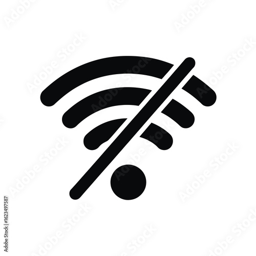 No wi fi signal icon with diagonal line silhouette