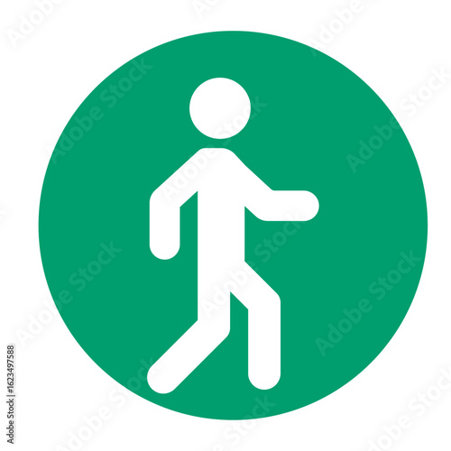 pedestrian sign,Walking man.Road Sign of a Foot Way Vector icon,green button,Man walk icon . Vector illustration