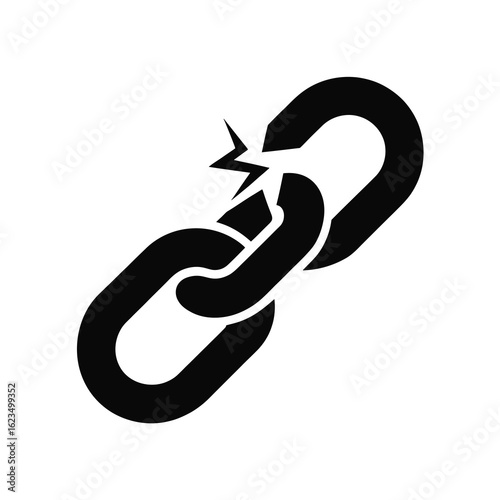 Broken chain link symbol silhouette