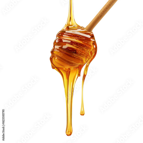 Wallpaper Mural Golden honey cascading in a smooth, viscous stream against a white background, isolated to emphasize its rich color, glossy texture, and natural sweetness. Torontodigital.ca