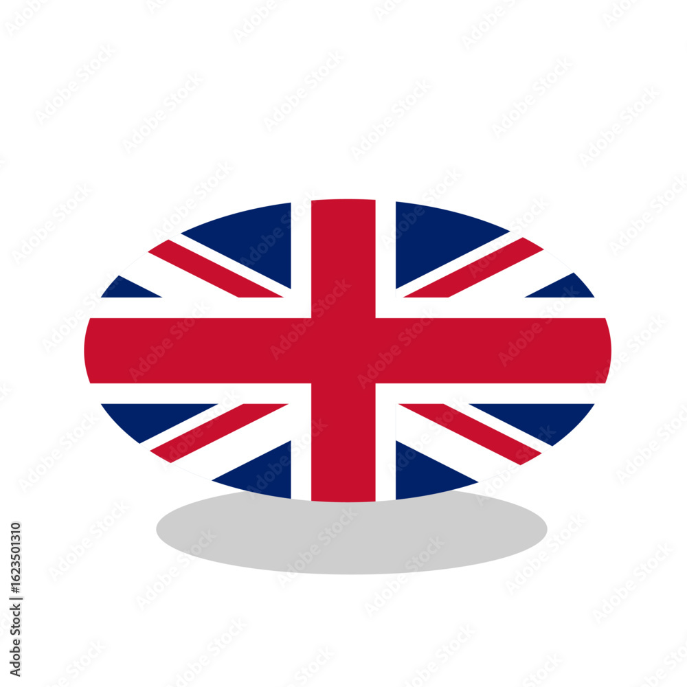 Obraz premium Flag of UK round icon or badge. United Kingdom and Great Britain circle button. British national symbol. Vector illustration.