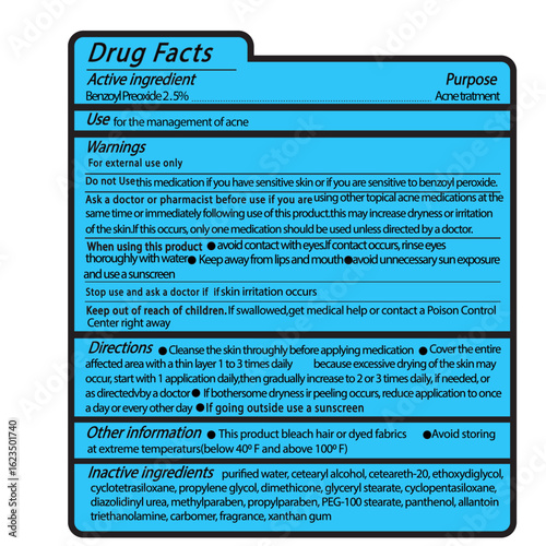 drug facts label,standard pharmaceutical ,Perfect for medical, cosmetic, pharmacy product