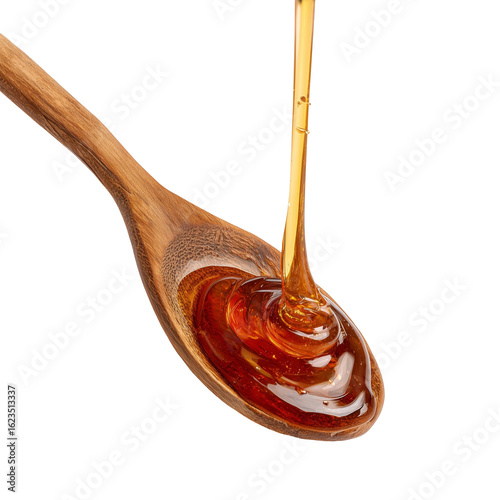 Wallpaper Mural wooden spoon with honey - honey flowing from a wooden spoon on a white background Torontodigital.ca