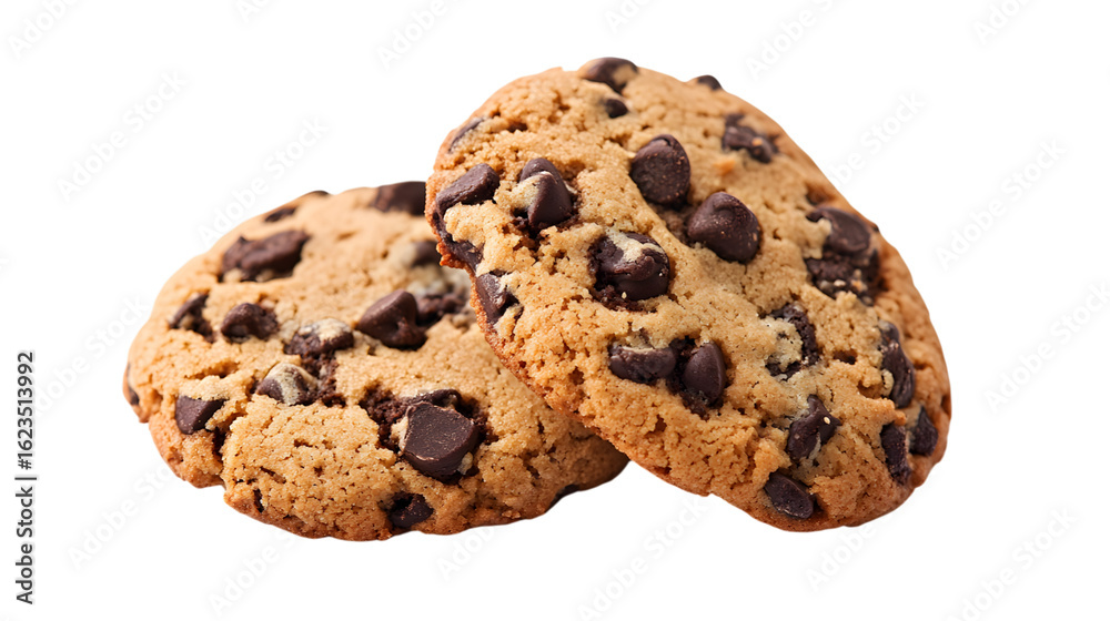 Two chocolate chip cookies on a white backgroundchocolate, chip, cookies, white, background, next, freshly, isolated, food, sweet, dessert, brown, closeup, biscuits, delicious, tasty, stacked, homemad Two chocolate chip cookies on a white backgroundchocolate, chip, cookies, white, background, next, freshly, isolated, food, sweet, dessert, brown, closeup, biscuits, delicious, tasty, stacked, homemad