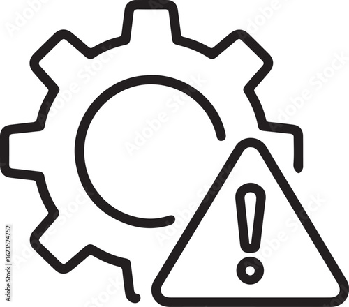 Industrial gear with warning sign indicating a mechanical problem or error