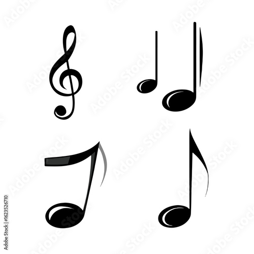 Musical notes: A set of various musical notes.