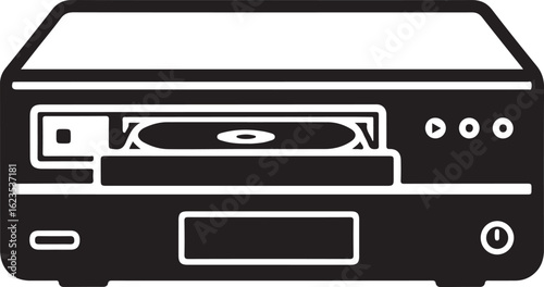 Retro CD Player Vector Illustration Detailed View of Music Technology Device for Audio Playback with Buttons and Display