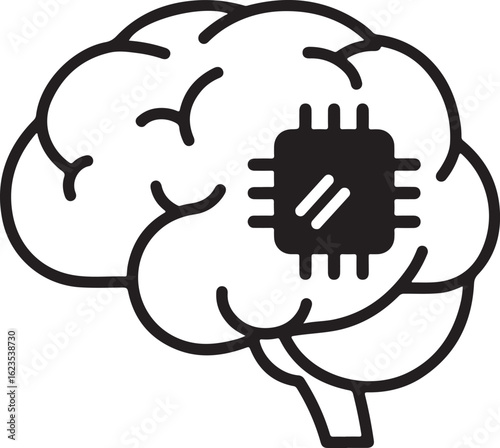Human Brain with Microchip Illustration Artificial Intelligence Concept Advancements in Neural Networks and Brain Computer Interface