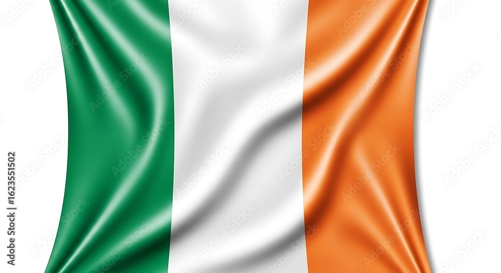 Obraz premium The national flag of ireland waving vertically, isolated on white background