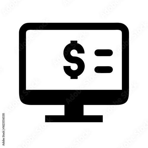 Online banking dollar sign on computer screen for digital payment and finance transaction concept design