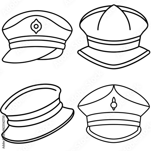 Sailor Hat Coloring Page - Outline Vector Illustration for Kids and Adults