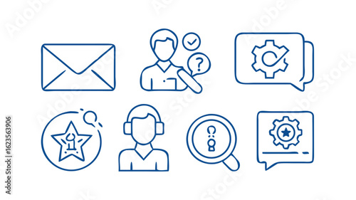 Customer service support email help information settings settings star vector icon