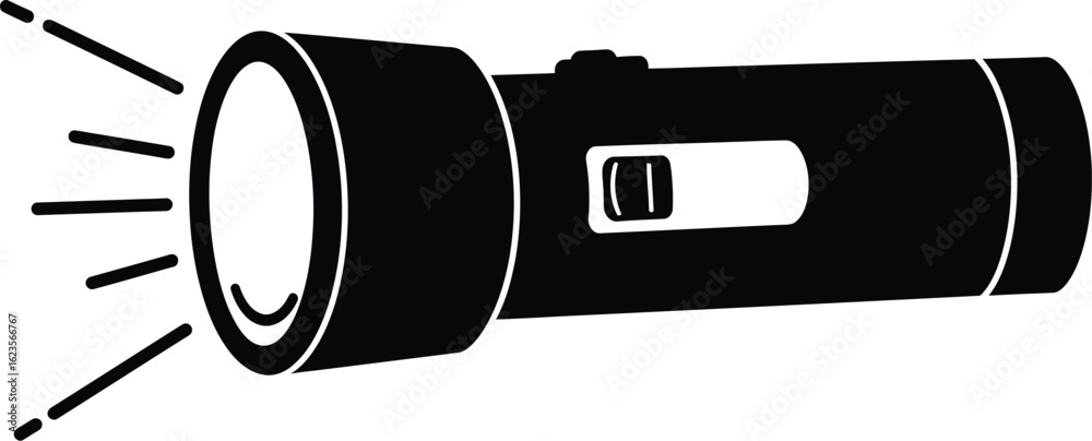 Obraz premium Black flashlight icon light beam illustration