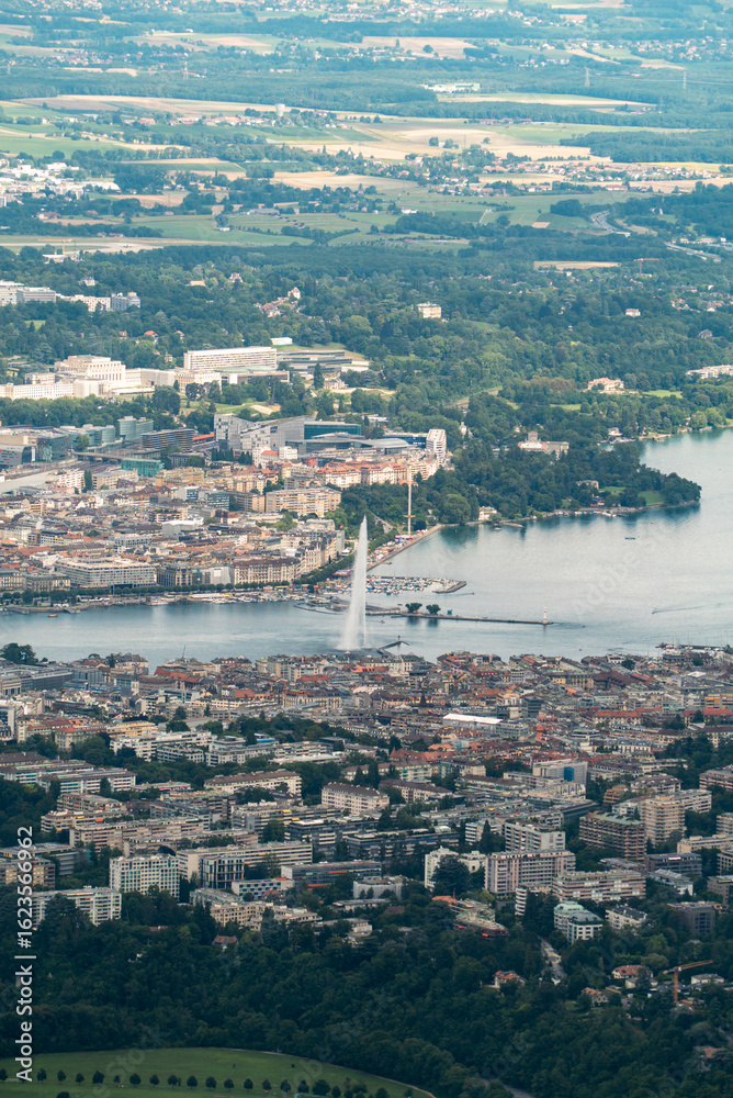 Obraz premium Geneva, Switzerland - view from top of mountain Salève, France