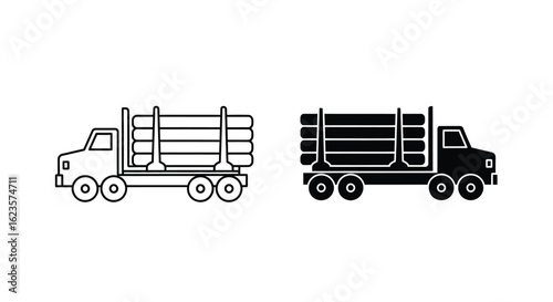 Truck with Logs Illustration