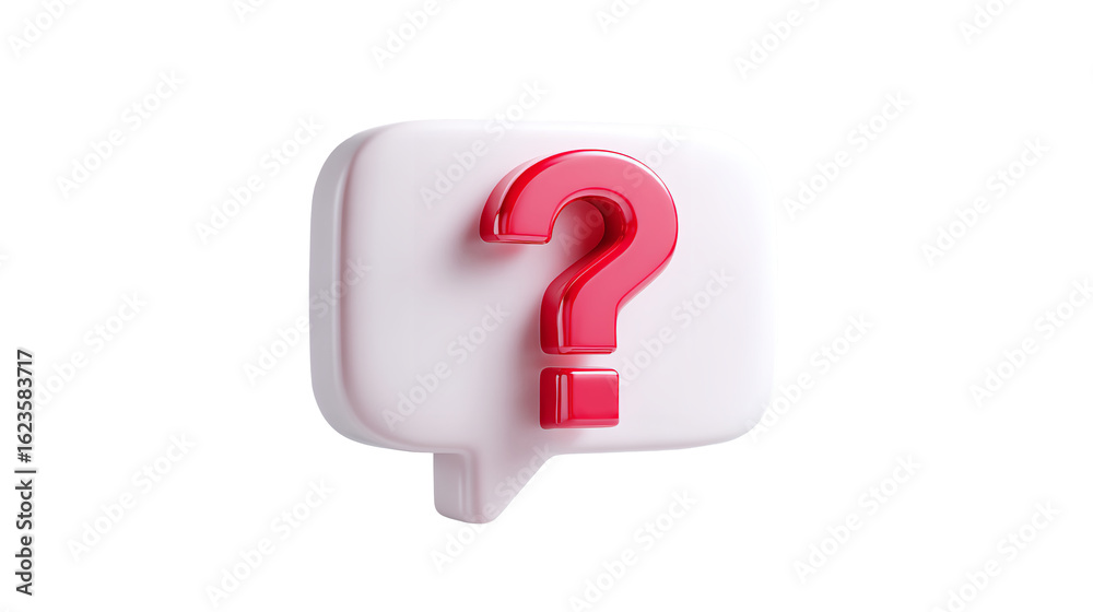 Red question mark inside white speech bubble on transparent background Red question mark inside white speech bubble on transparent background
