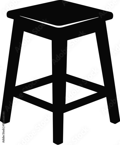 Black wooden bar stool silhouette