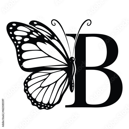 Photos Elegant Letter B with Butterfly Wing Design Perfect for Monogram and Nature Them