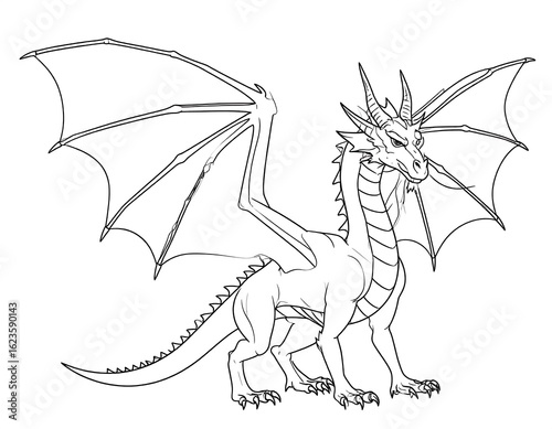 Black and white dragon outline