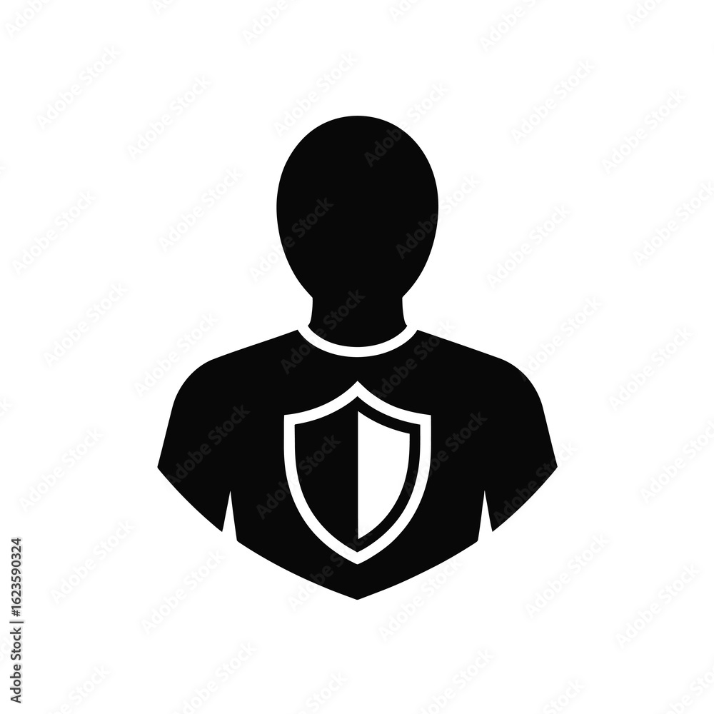 Obraz premium Human figure with shield on chest silhouette