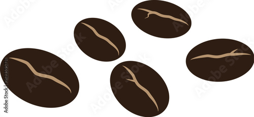 Dark roasted coffee beans isolated on white background