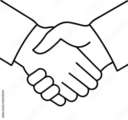 Simple line art icon of two hands shaking in agreement