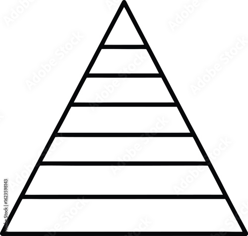 Simple black and white pyramid diagram with seven levels
