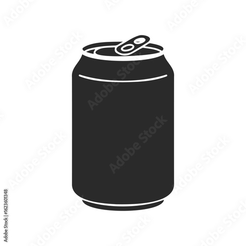 Silhouette of a beverage can with open pull tab isolated on white background