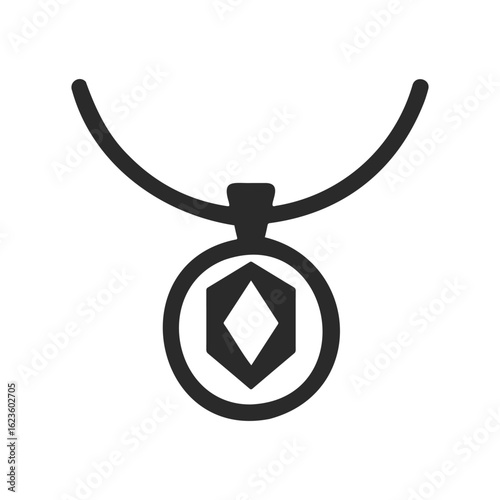 Elegant diamond-shaped pendant necklace on chain silhouette
