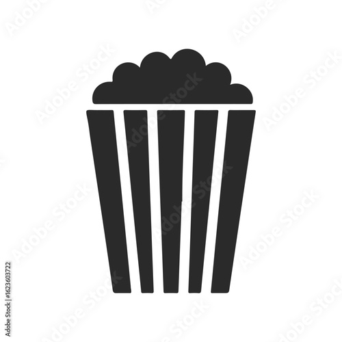 Popcorn icon with black and white stripes on white background