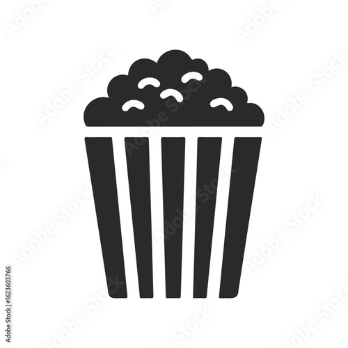 Black popcorn icon on white background