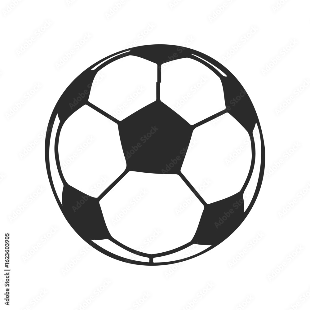 Fototapeta premium Black and white soccer ball icon with classic hexagonal pattern
