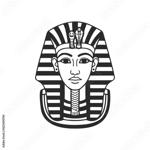 Ancient egyptian pharaoh mask illustration with traditional headdress