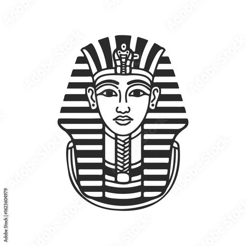 Ancient egyptian pharaoh mask illustration with headdress