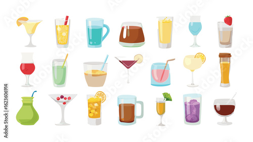 Assortment of colorful alcoholic and non alcoholic beverages