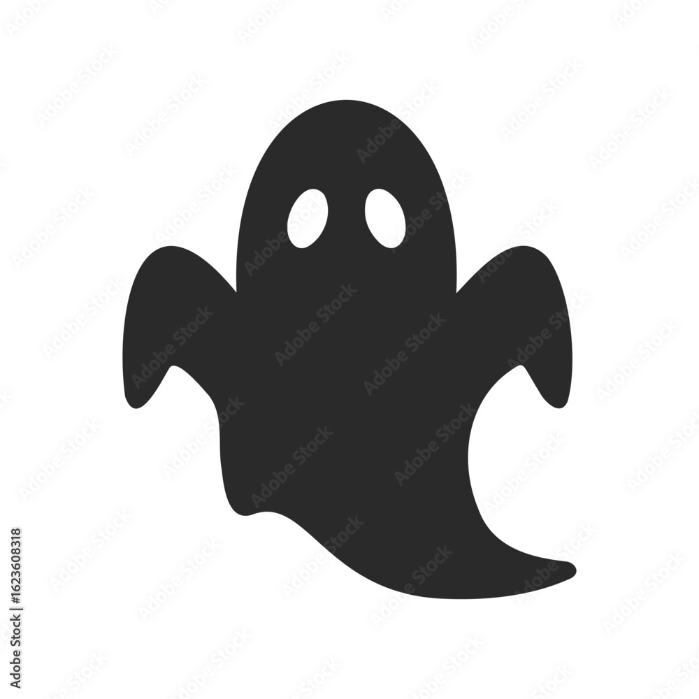 Minimalistic black silhouette of a ghost on white background Minimalistic black silhouette of a ghost on white background