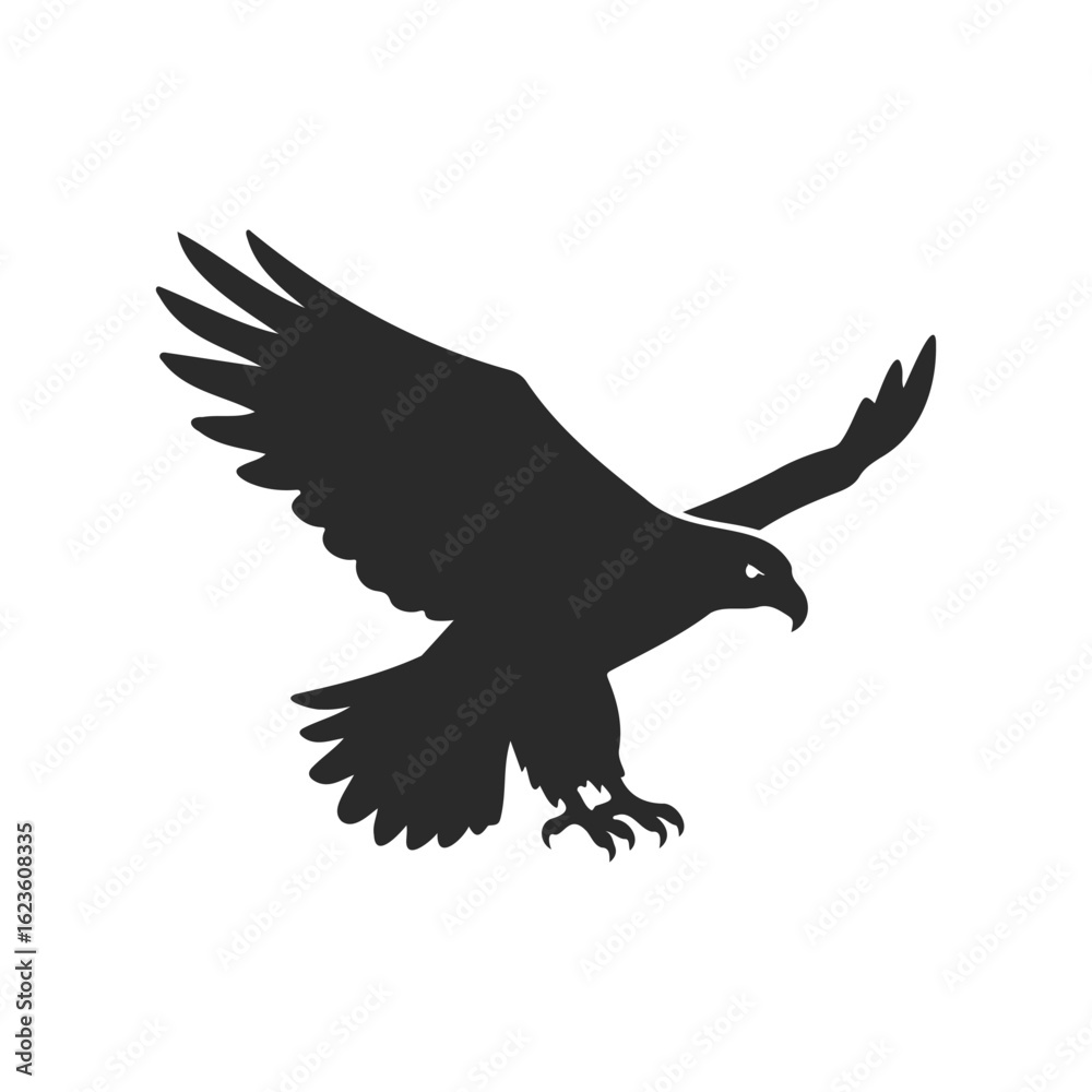 Fototapeta premium Silhouette of majestic eagle in flight with outstretched wings