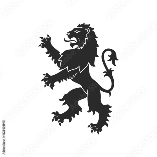 Heraldic black lion silhouette: bold symbol of courage and strength