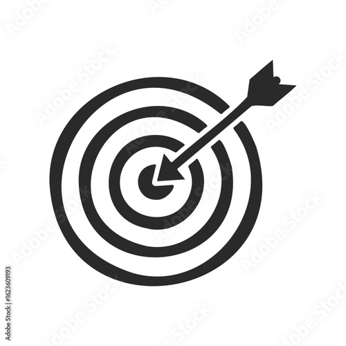 Black arrow hitting bullseye on target icon