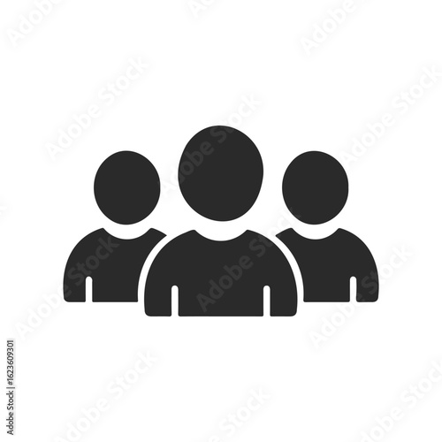 Simple group icon: three silhouettes depicting people in team or community