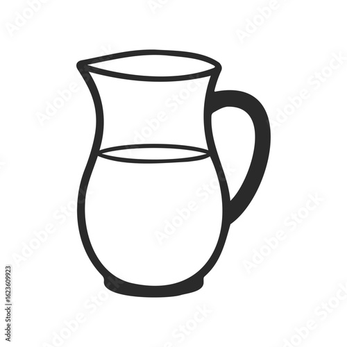 Simple black and white outline of a pitcher icon